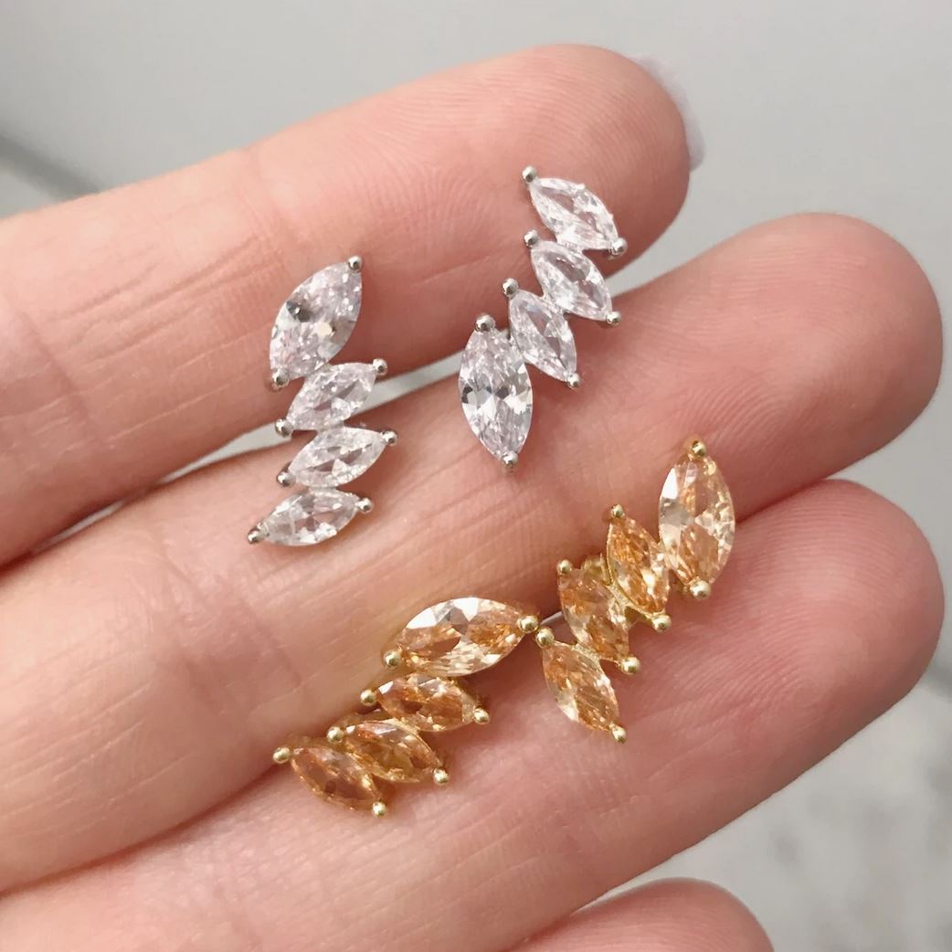 Cubic Zirconia "Crown" Ear Climbers Earrings Chloe + Lois