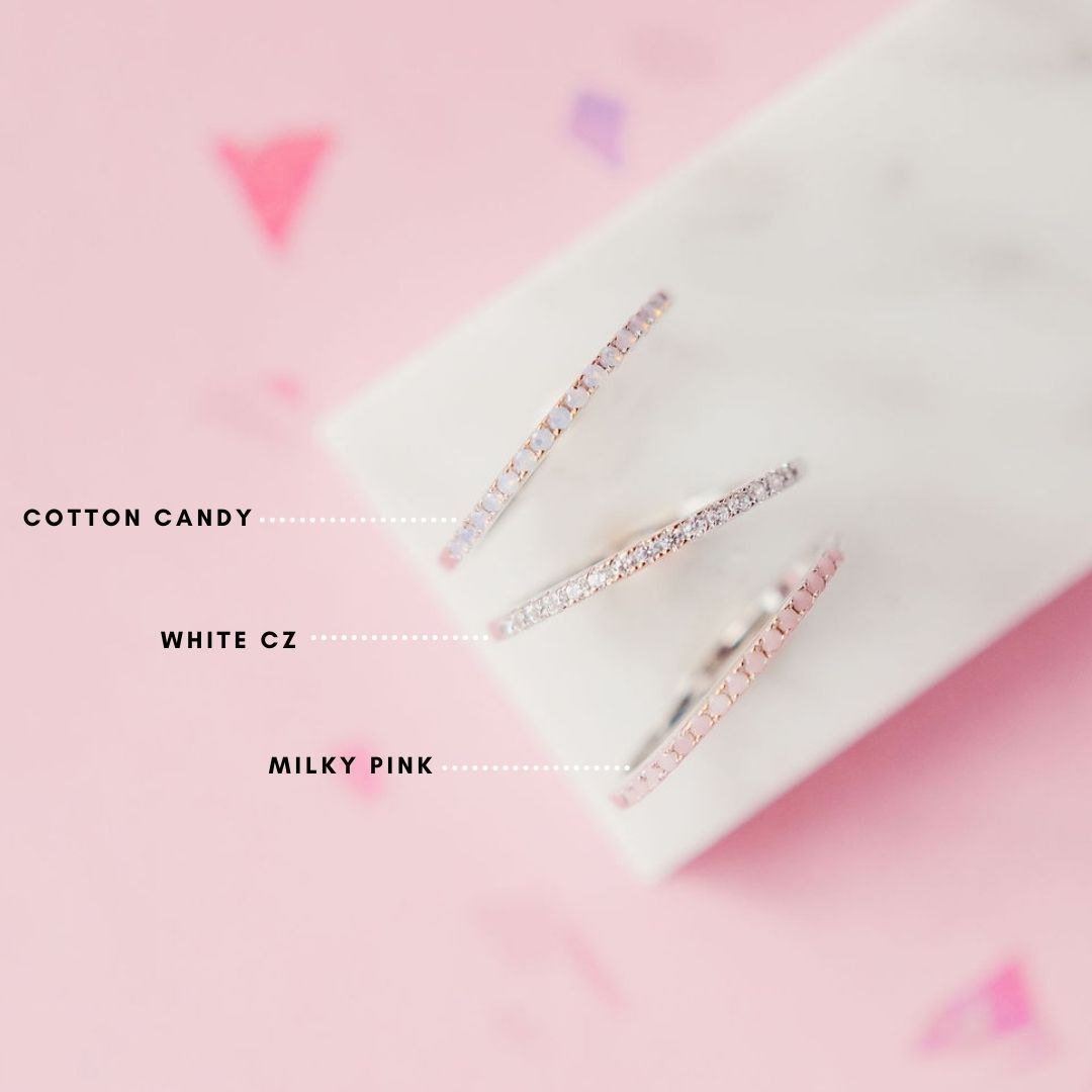 Sterling Silver Slim Stacking Ring in Milky Pink Rings Chloe + Lois
