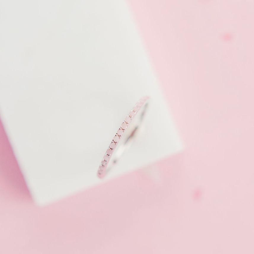 Sterling Silver Slim Stacking Ring in Milky Pink Rings Chloe + Lois 6