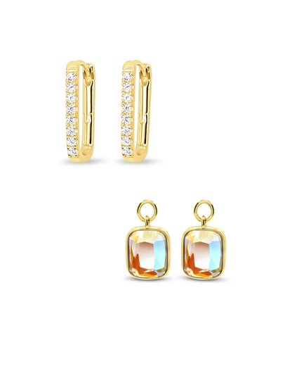 Pavé Cushion Hoops in Angel Aura Quartz