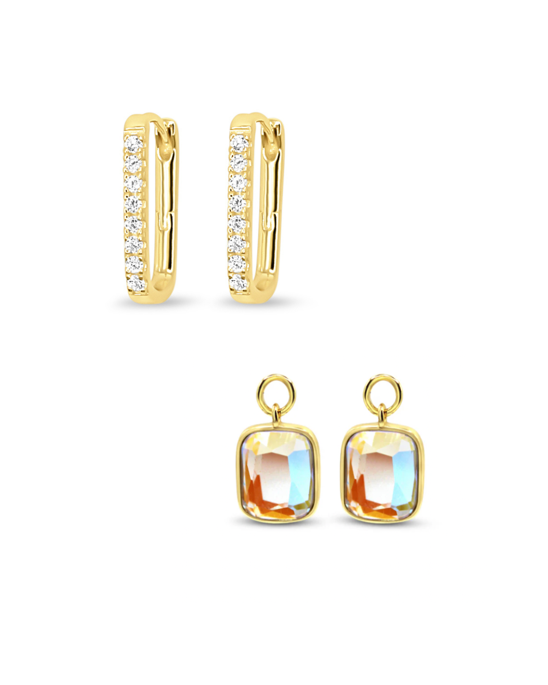 Pavé Cushion Hoops in Angel Aura Quartz