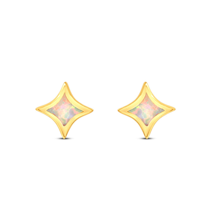 White Opal Starburst Stud Earrings