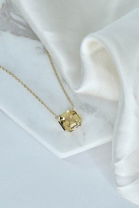 Luxe Asscher Necklace in Champagne CZ