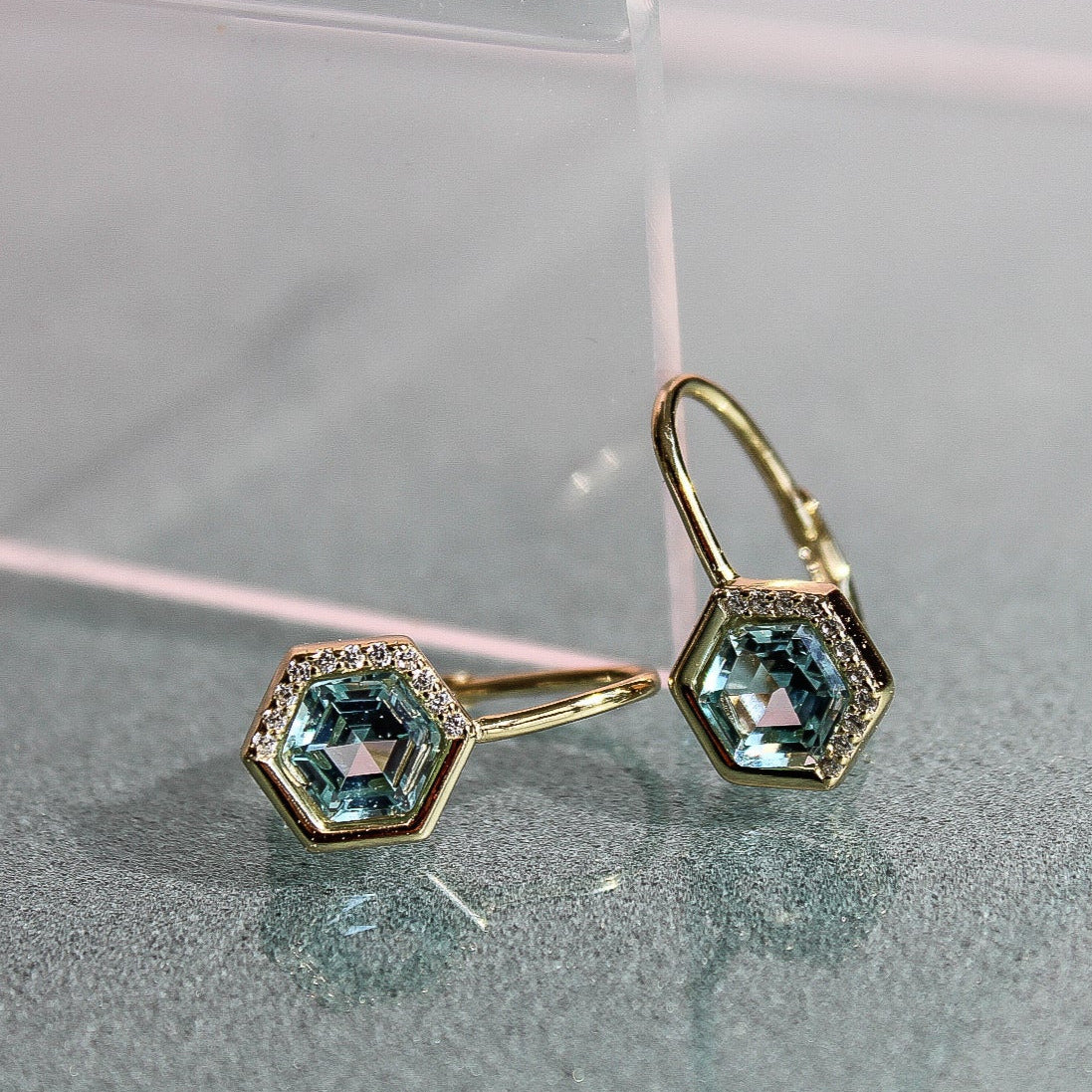 Aquamarine Leverback Earrings by Chloe + Lois