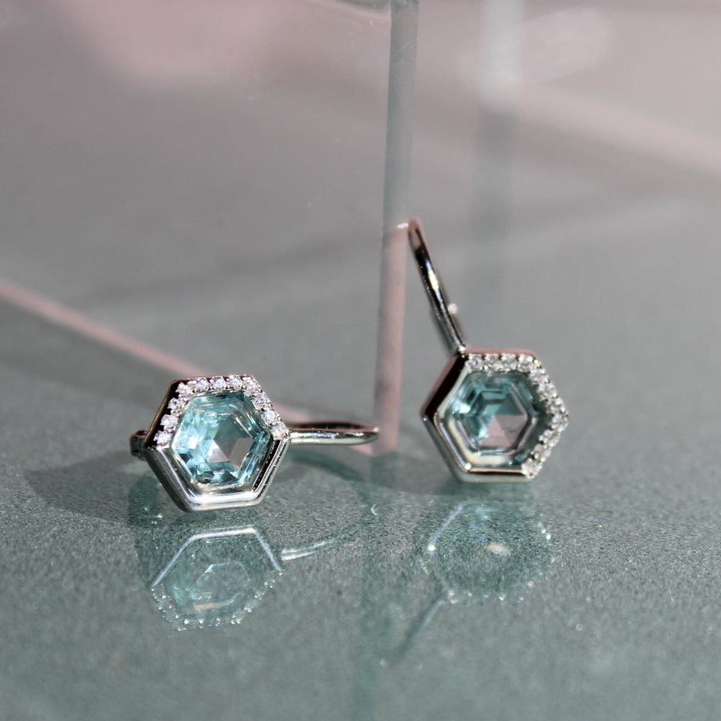 Aquamarine Leverback Earrings by Chloe + Lois