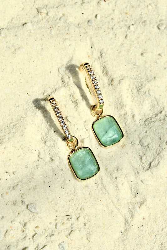 Luxe Cushion Hoops in Sea Glass