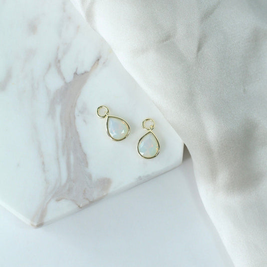 Chloe + Lois Hoop Earring Charms with White Opal CZ Detail in 14k Gold