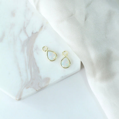 White Opal CZ Drop Charm