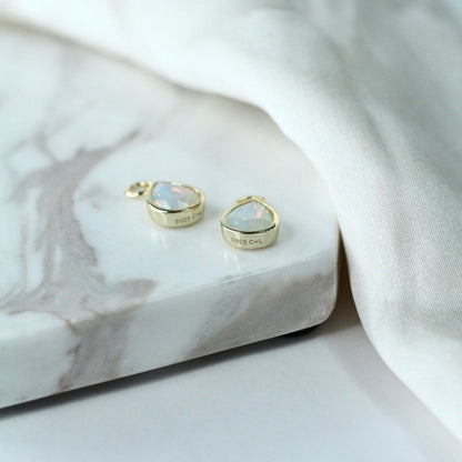 White Opal CZ Drop Charm