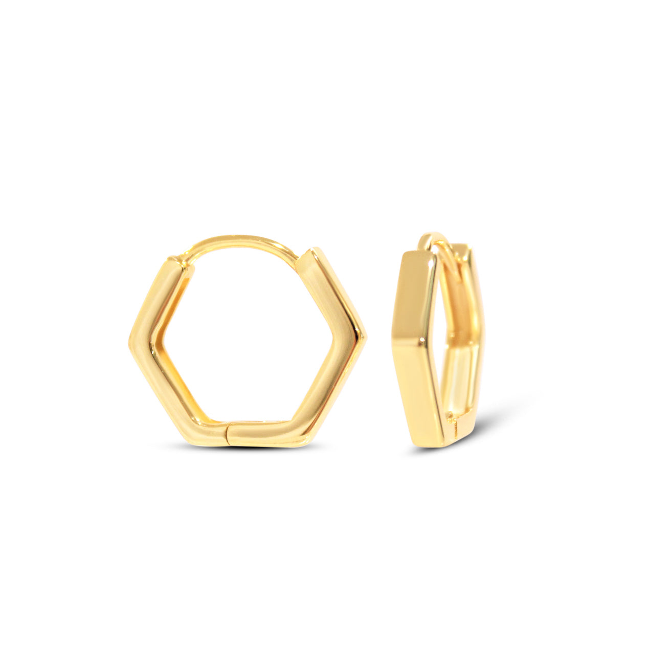 Chloe + Lois Hexagon Shaped Hoop Earrings in 14k Gold Plated Sterling Silver