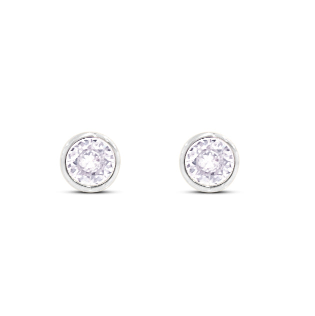 White Cubic Zirconia Glitter Dot Studs