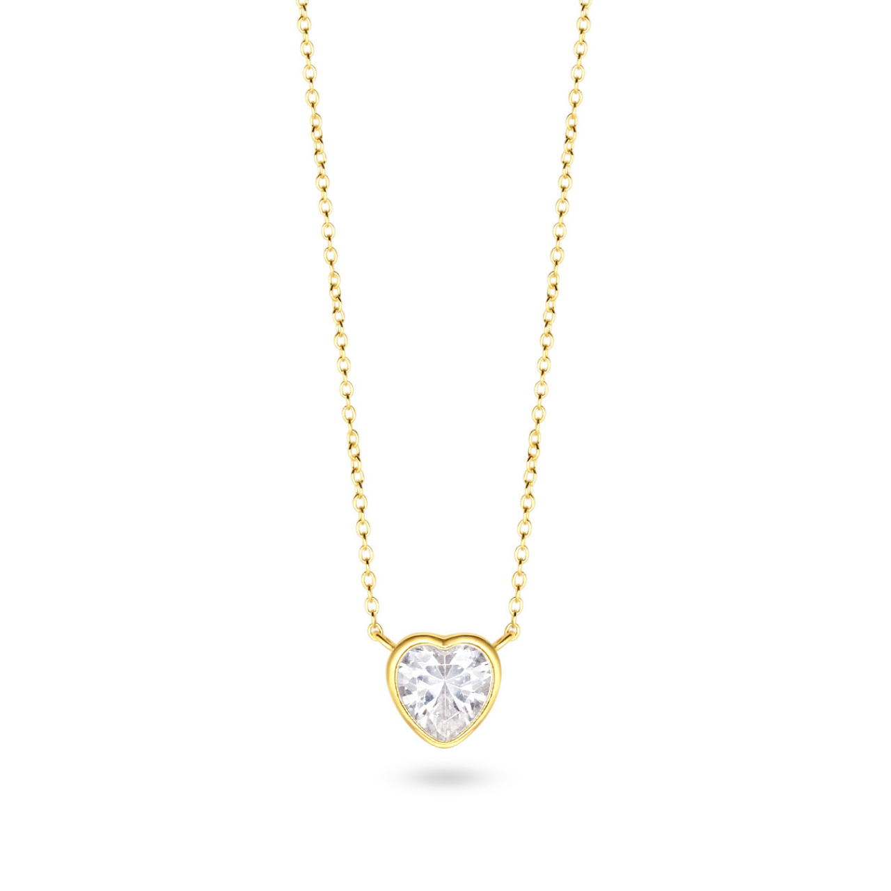 Heart Necklace in White CZ