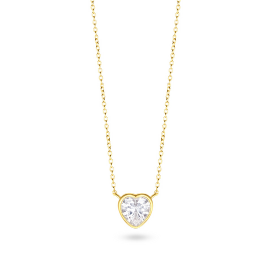 Heart Necklace in White CZ