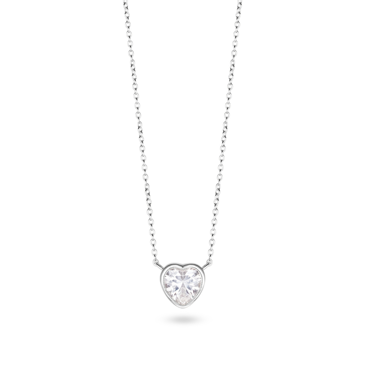 Heart Necklace in White CZ