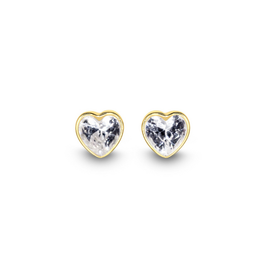 White CZ Heart Studs