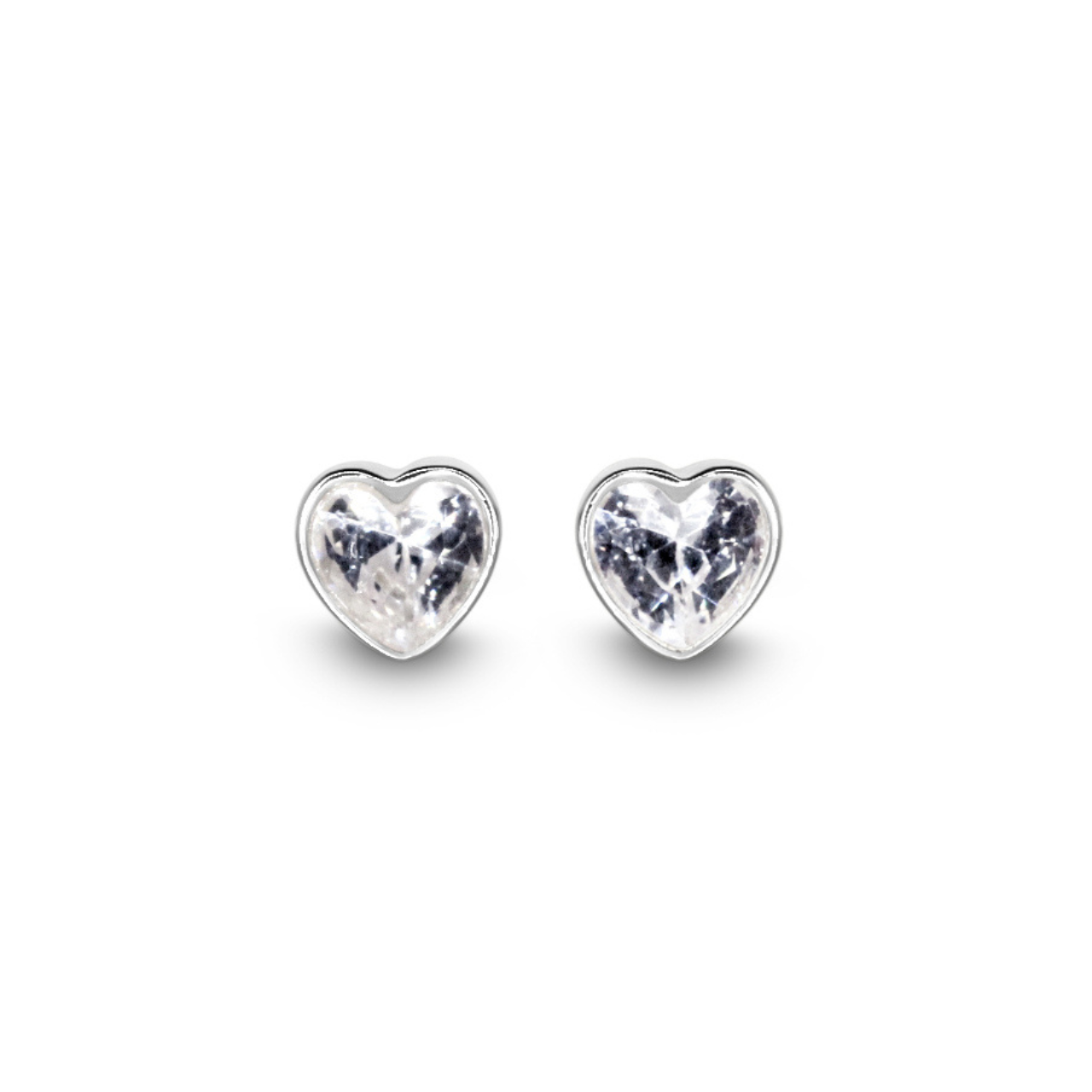 White CZ Heart Studs