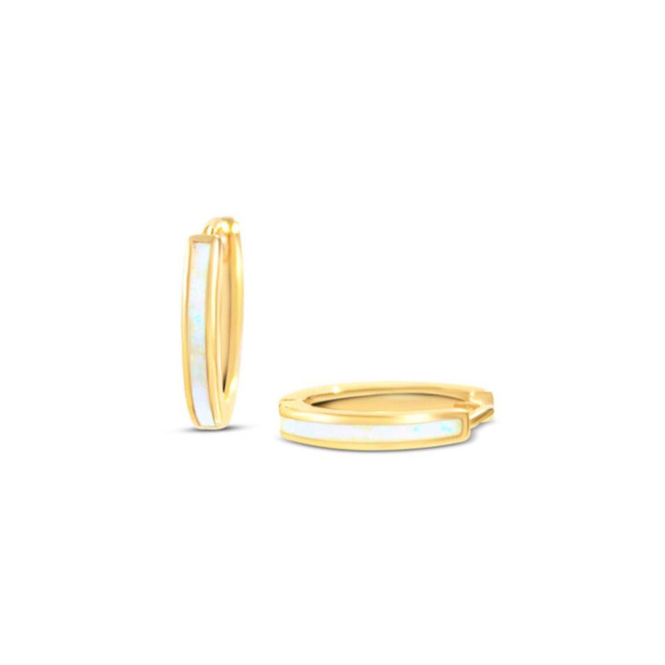 Chloe + Lois Opal Huggie Hoop Earrings in 14K gold plated sterling silver