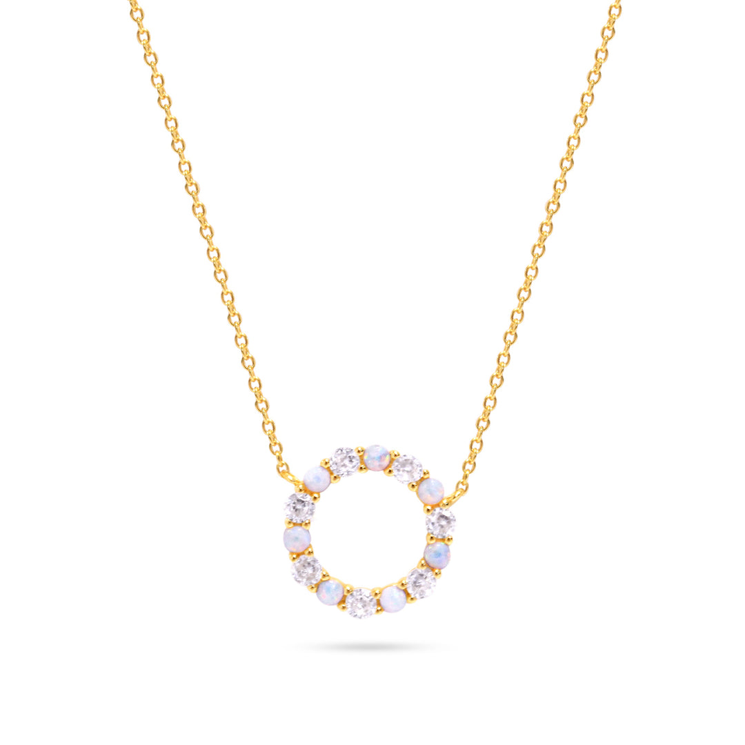 Infinity Necklace in White Opal