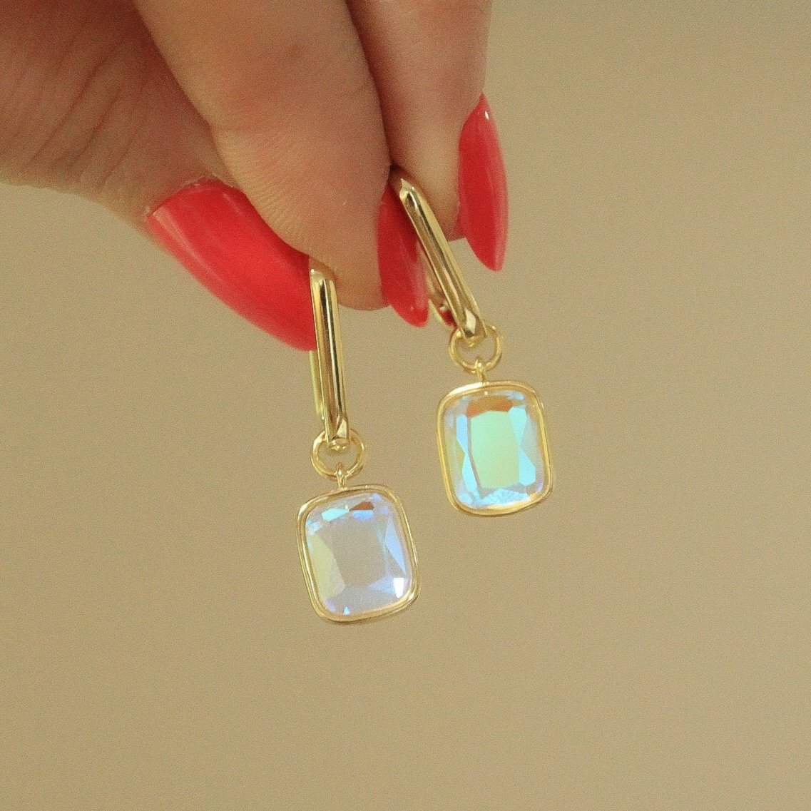 Chloe + Lois Charm Hoop Earrings in Angel Aura Quartz