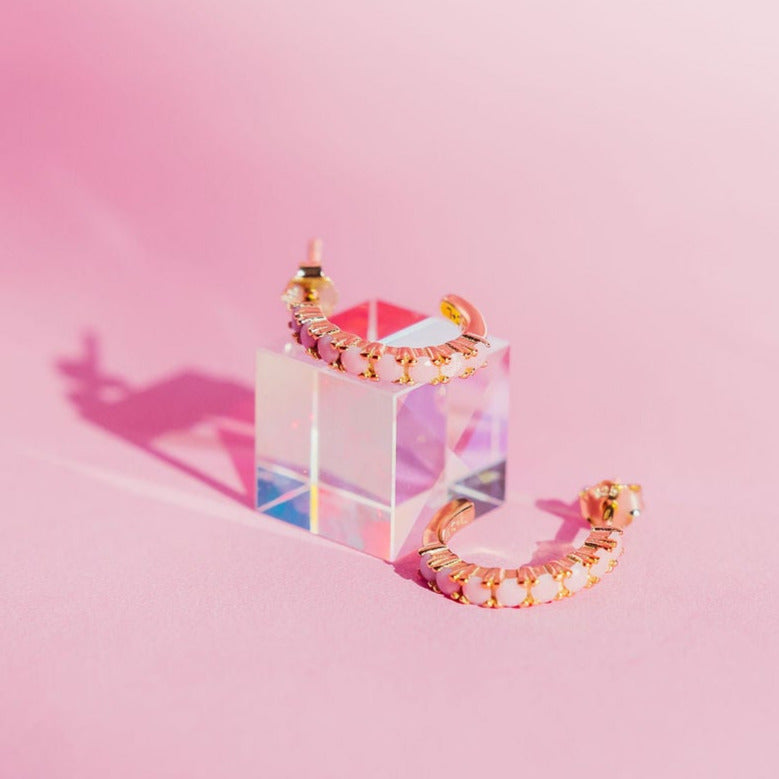 Chloe + Lois Pink Huggie Hoops