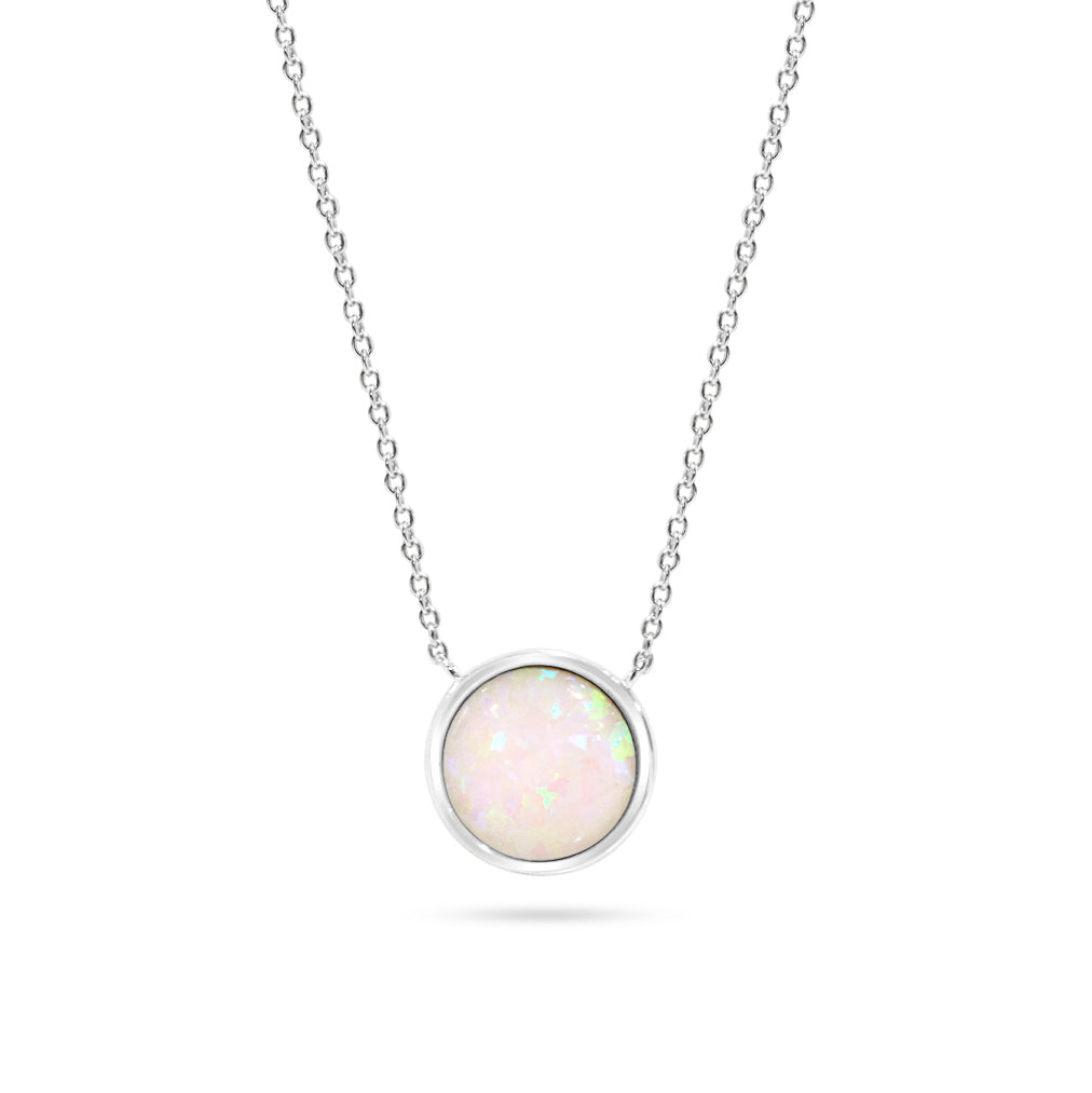 Milky Blue Opal Circle Necklace
