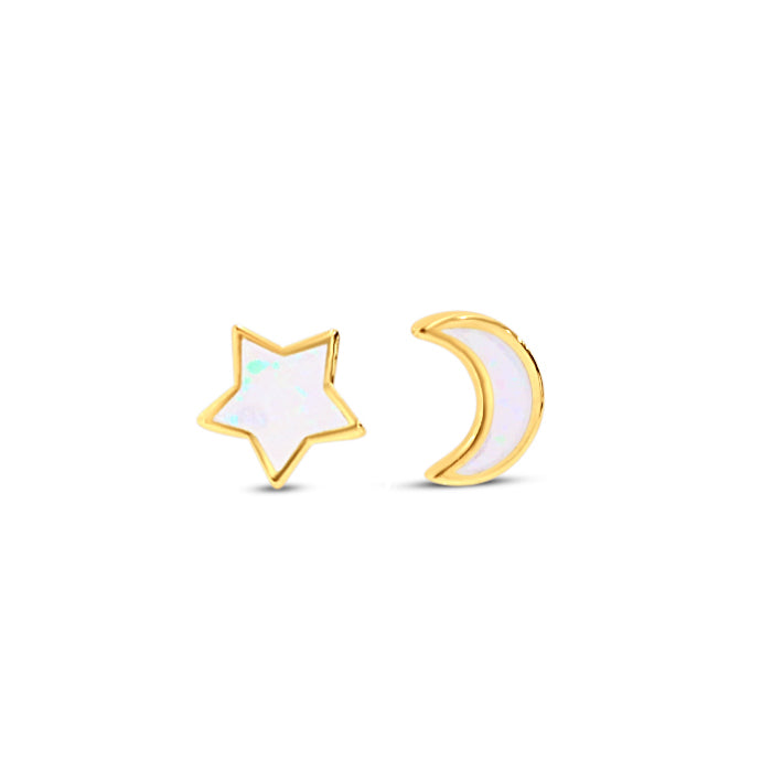 Starry Night Moon + Star Studs