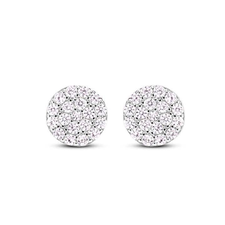 Chloe + Lois Pave Disc Stud Earrings in Sterling Silver