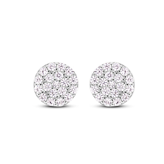 Chloe + Lois Pave Disc Stud Earrings in Sterling Silver