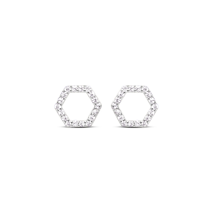 Pavé Hexagon Studs