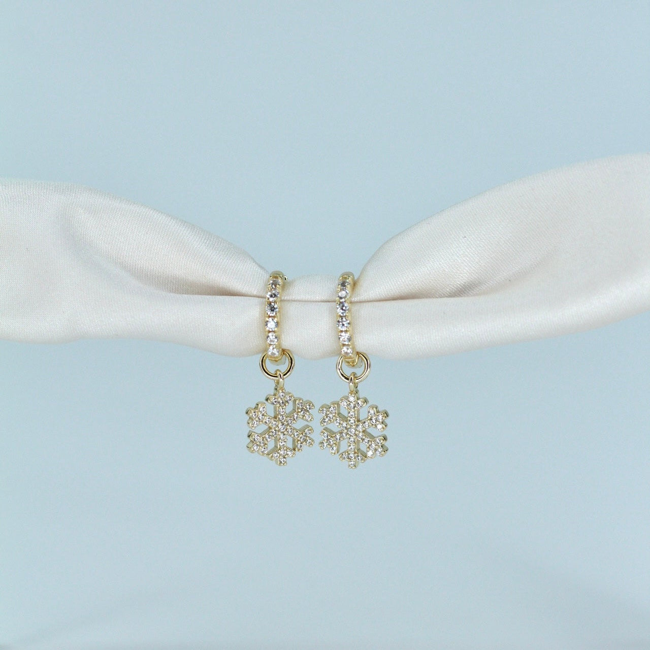 Mini Snowflake Pavé Hoops