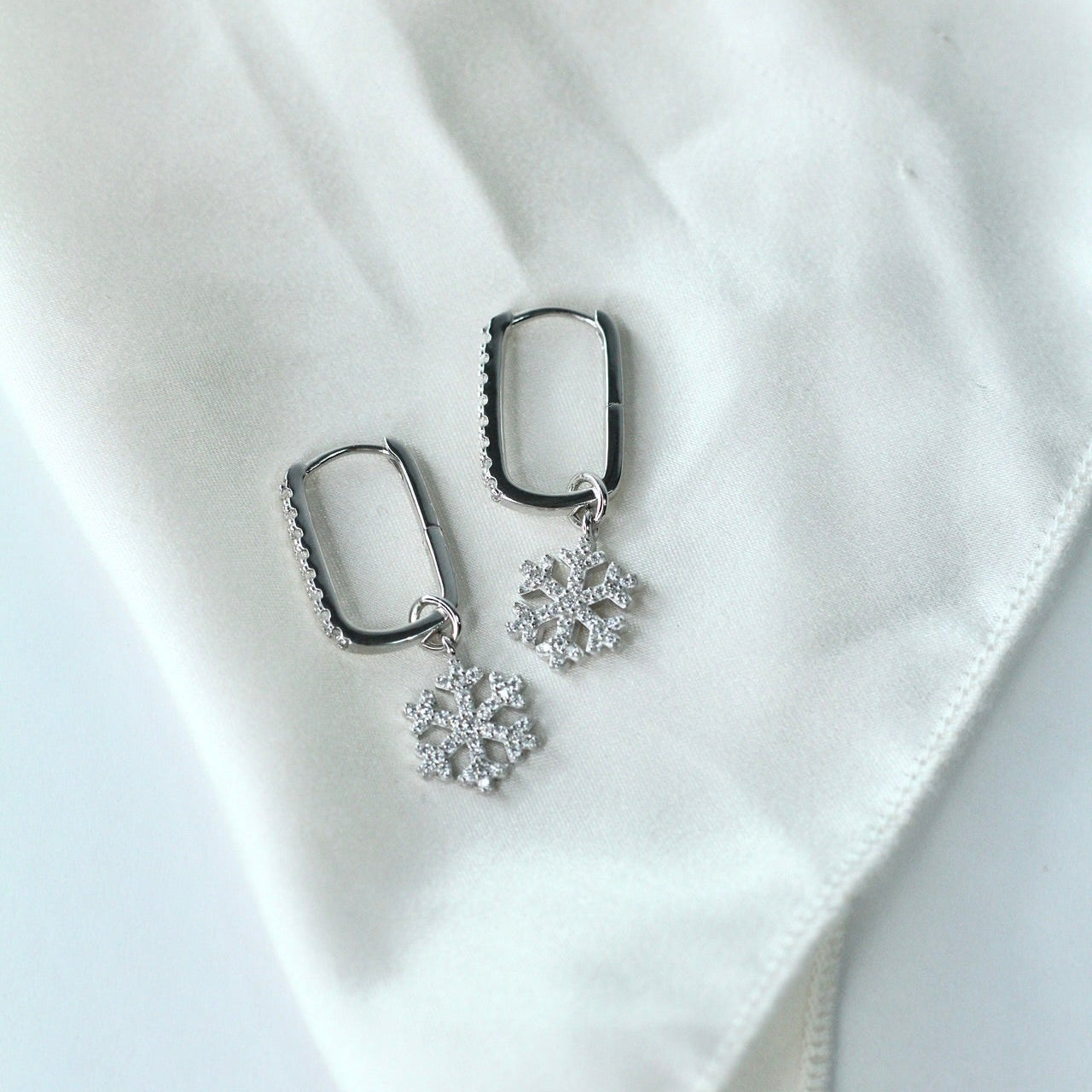 Snowflake Pavé Hoops