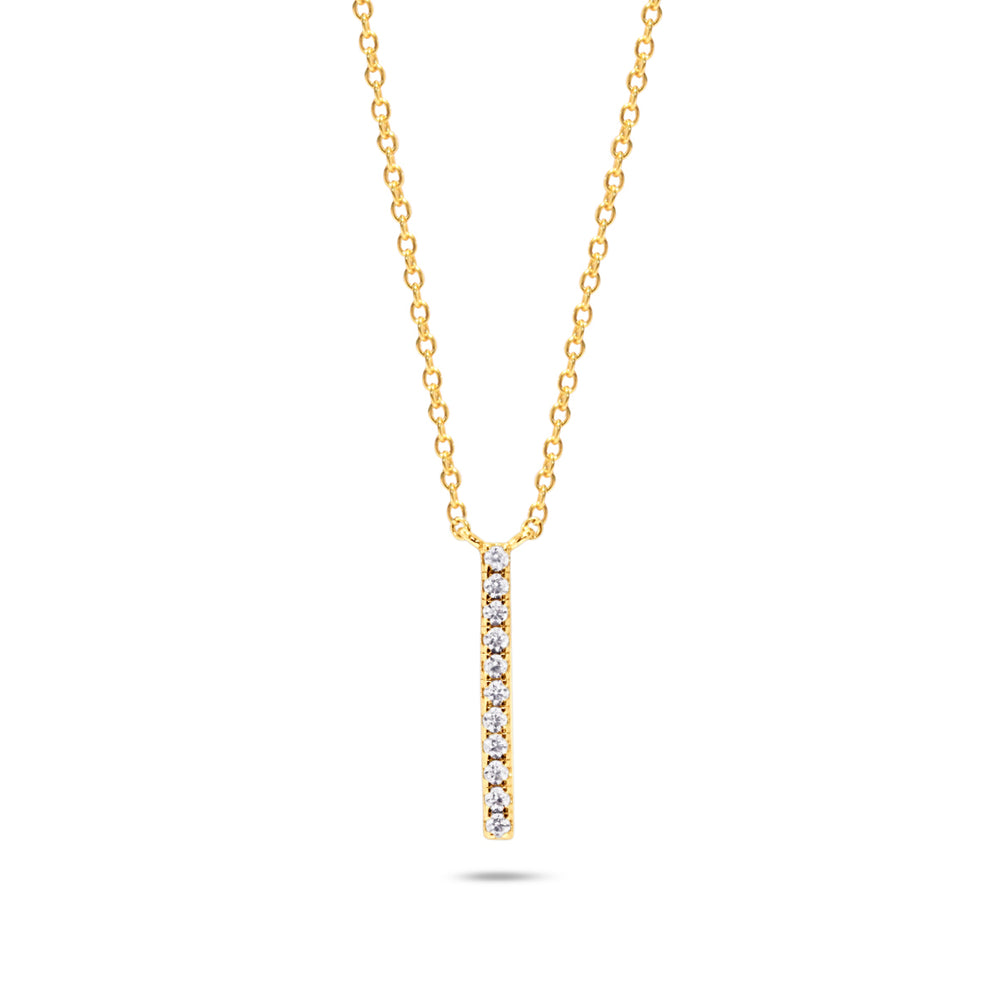 Chloe + Lois Vertical Pave Bar Necklace in 14K Gold
