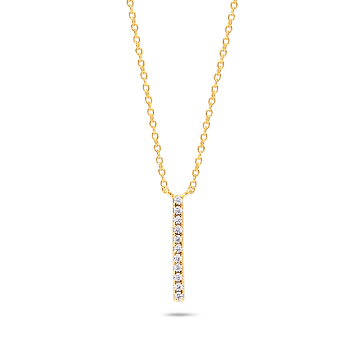 Chloe + Lois Vertical Pave Bar Necklace in 14K Gold