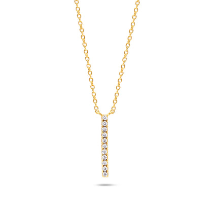 Chloe + Lois Vertical Pave Bar Necklace in 14K Gold