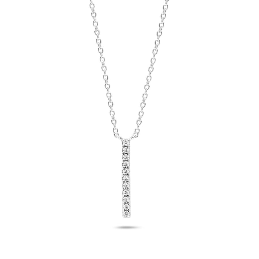 Chloe + Lois Vertical Pave Bar Necklace In Sterling Silver