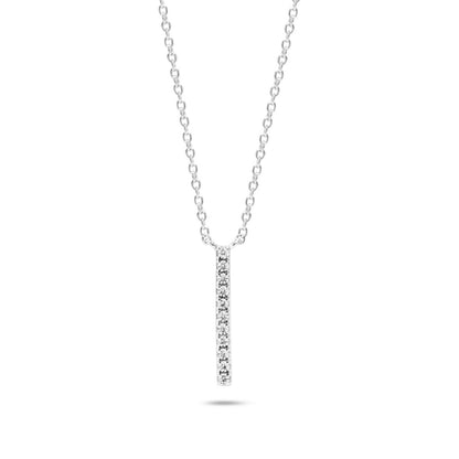 Chloe + Lois Vertical Pave Bar Necklace In Sterling Silver