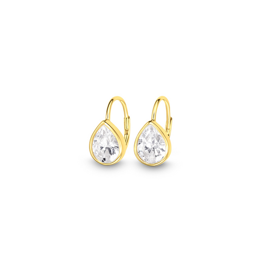 Leverback Drop Earrings White Medium