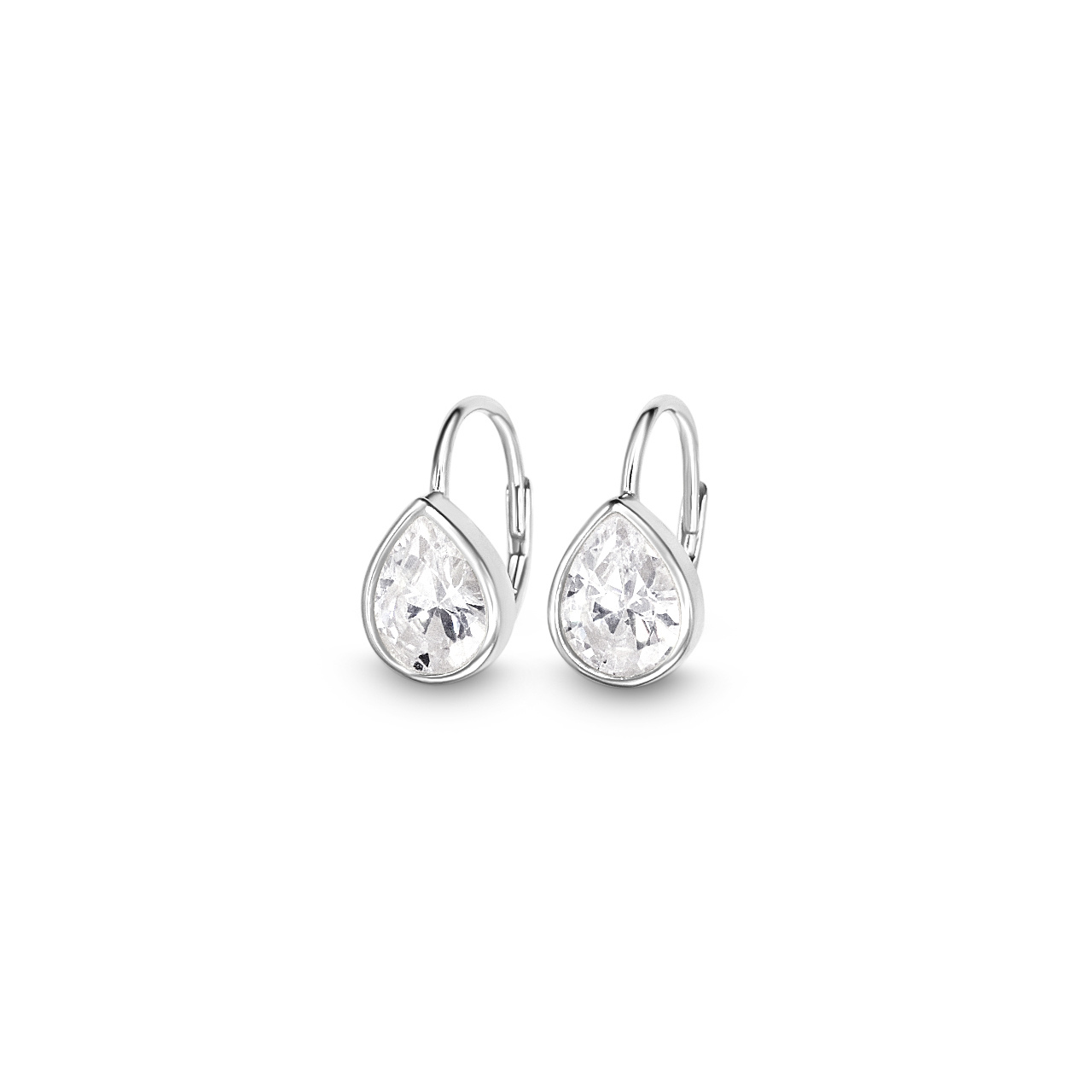 Leverback Drop Earrings White Medium