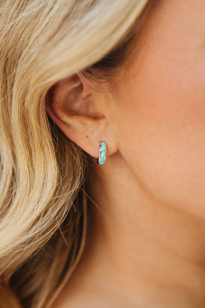 Blue Opal Luna Hoops