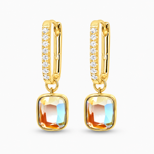 Pavé Cushion Hoops in Angel Aura Quartz