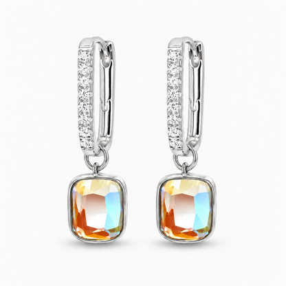 Pavé Cushion Hoops in Angel Aura Quartz