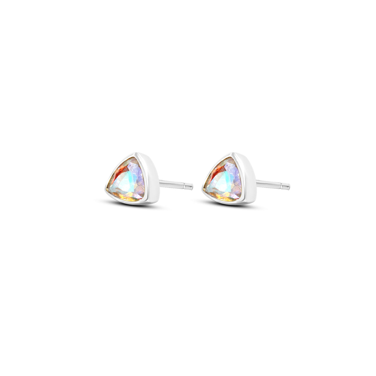 Angel Aura Quartz Trillion Stud Earrings in Sterling Silver by Chloe + Lois