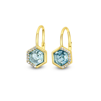 Stardust Leverback Earrings in Aquamarine