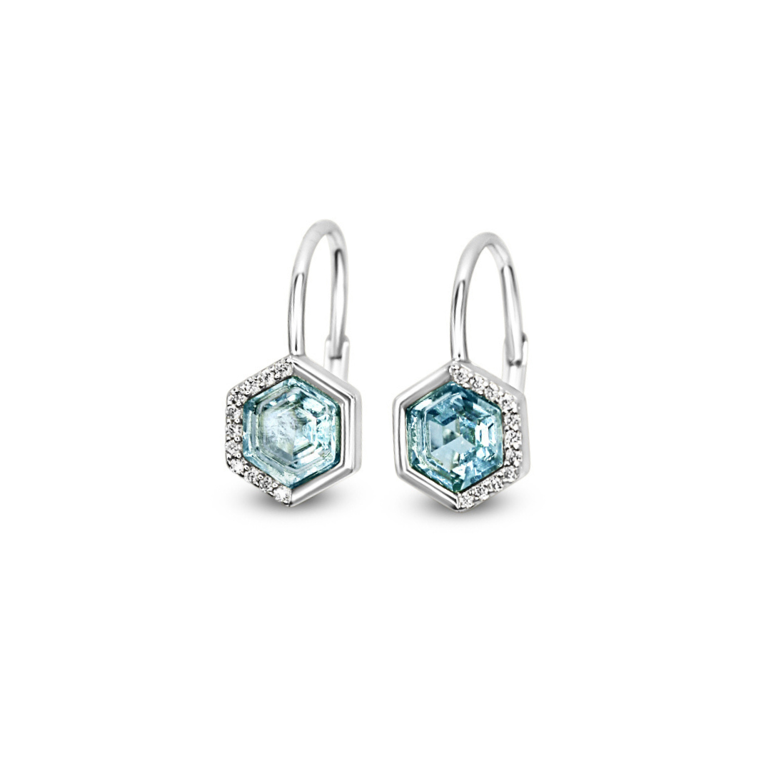 Stardust Leverback Earrings in Aquamarine