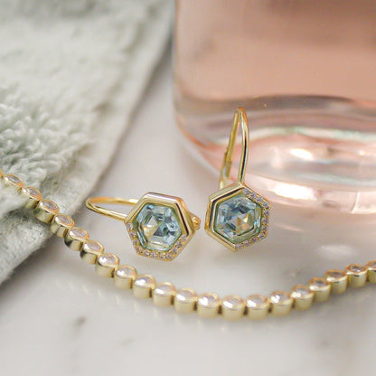 Chloe + Lois Stardust Leverback Earrings in Aquamarine 