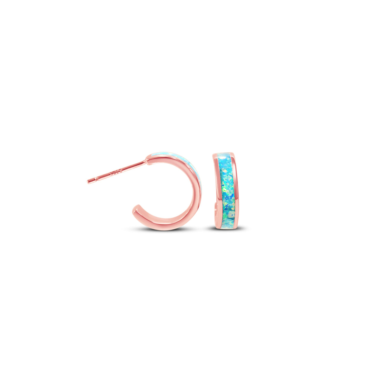 Chloe + Lois Blue Opal Hoop Earrings in Rose Gold