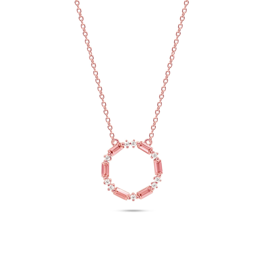 Chloe + Lois Pink and White CZ necklace in rose gold plated sterling silver