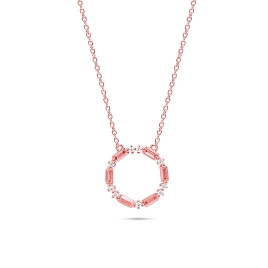 Chloe + Lois Pink and White CZ necklace in rose gold plated sterling silver