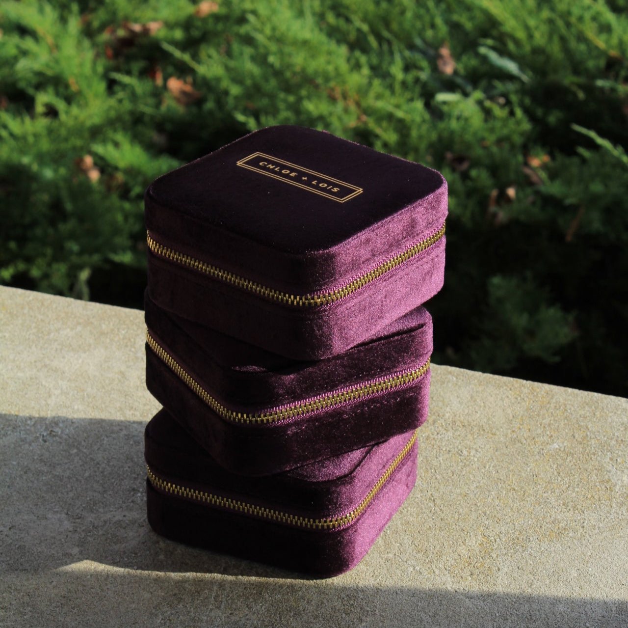 Chloe + Lois Purple Velvet Jewelry Box Jewelry Storage