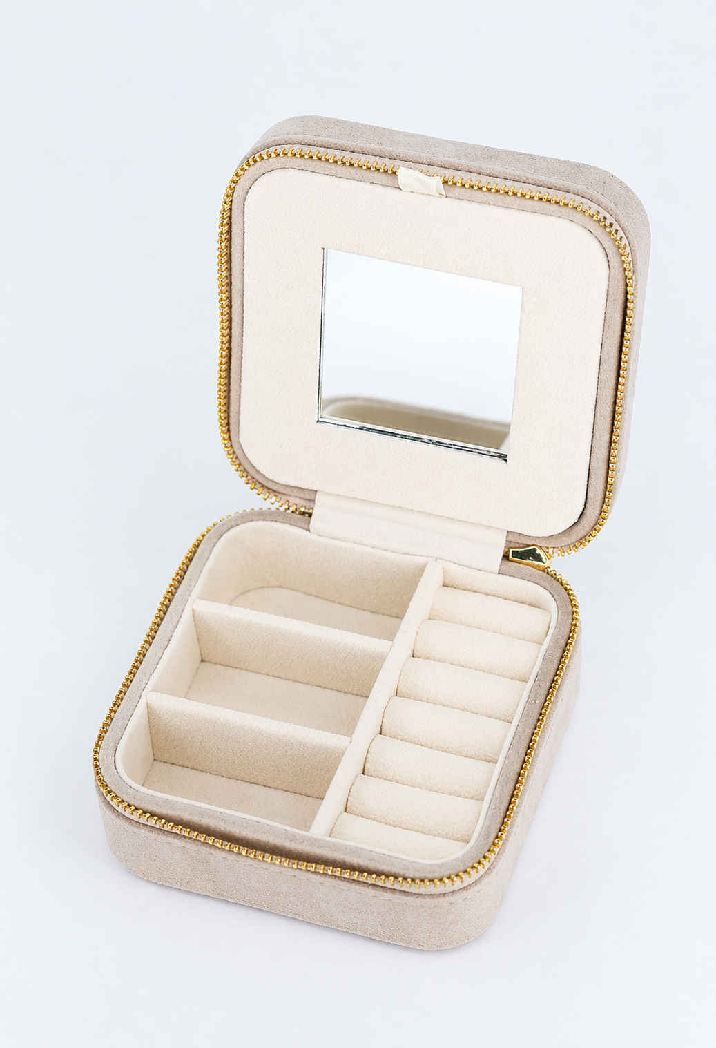 Beige Travel Jewelry Box